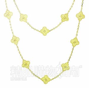 Van Cleef&Arpels 四叶草黄K金项链 最佳女主角| 白衬衫也爱珠宝